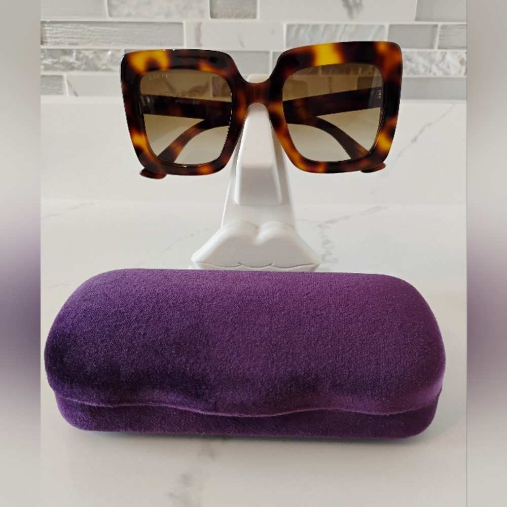 NWT Gucci Sunglasses (53-25-145) Havana Tortoise Shell Square - Picture 10 of 15